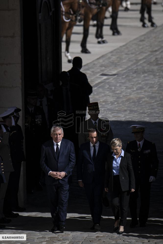 Francois Bayrou And Sebastien Lecornu At Farewell To Thierry Burkhard Arms Ceremony - Paris