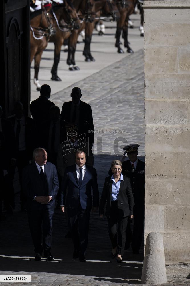 Francois Bayrou And Sebastien Lecornu At Farewell To Thierry Burkhard Arms Ceremony - Paris