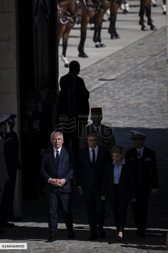 Francois Bayrou And Sebastien Lecornu At Farewell To Thierry Burkhard Arms Ceremony - Paris