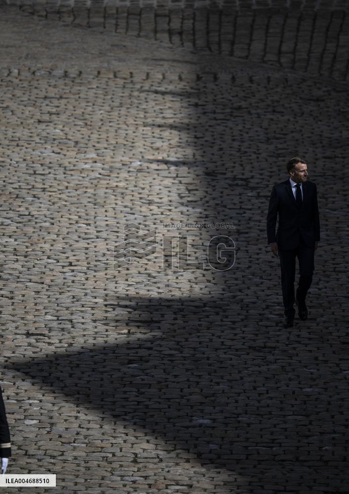 President Macron At Farewell To Thierry Burkhard Arms Ceremony - Paris