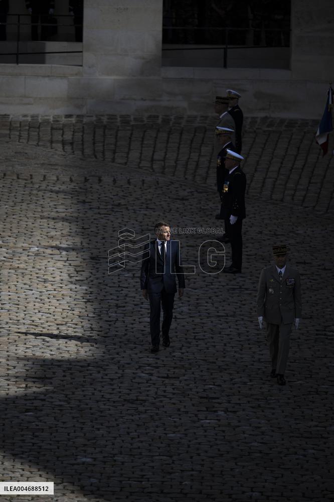 President Macron At Farewell To Thierry Burkhard Arms Ceremony - Paris