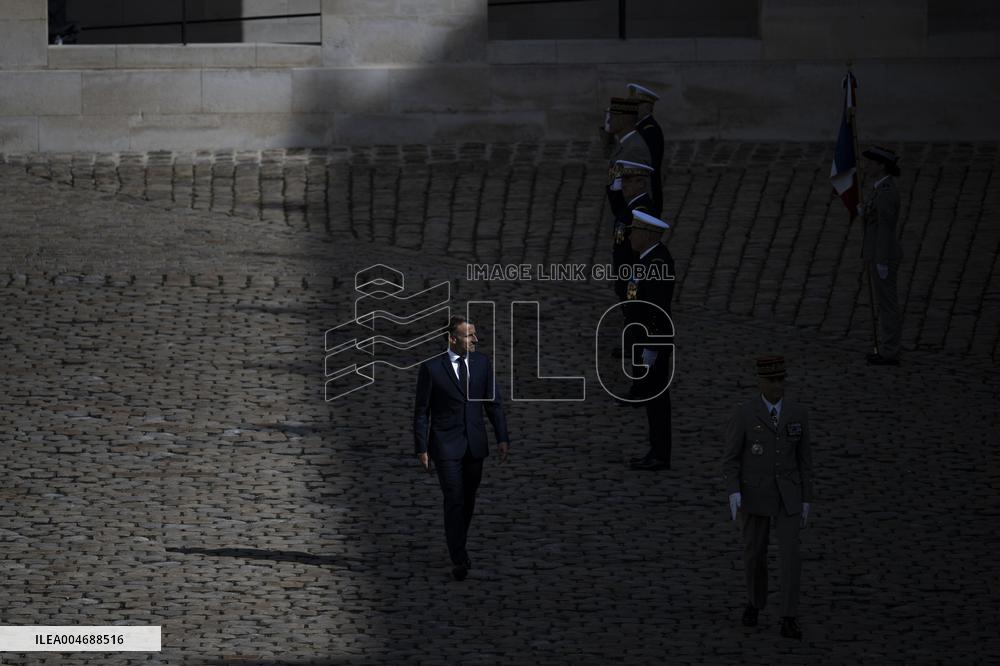 President Macron At Farewell To Thierry Burkhard Arms Ceremony - Paris