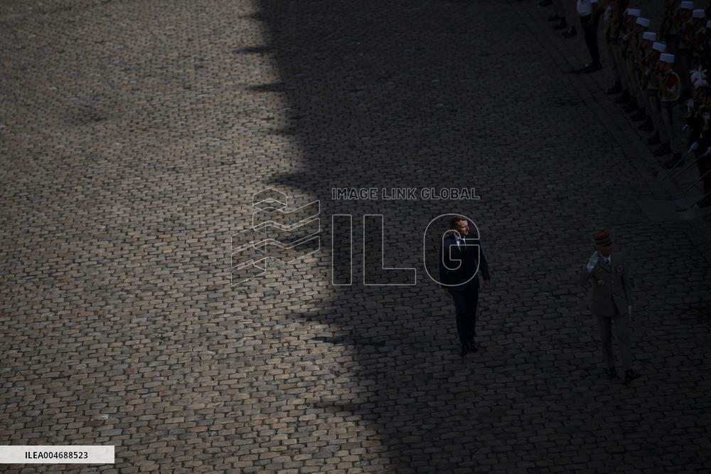 President Macron At Farewell To Thierry Burkhard Arms Ceremony - Paris