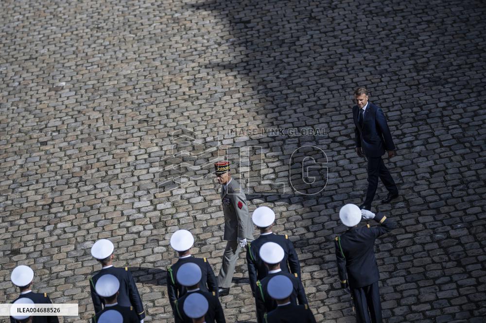 President Macron At Farewell To Thierry Burkhard Arms Ceremony - Paris