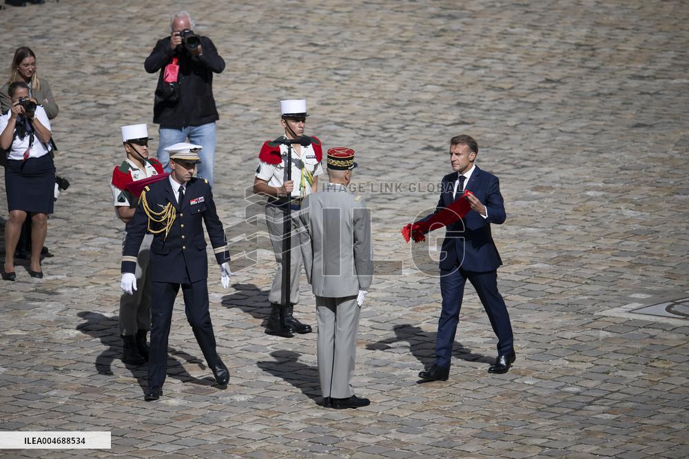 President Macron At Farewell To Thierry Burkhard Arms Ceremony - Paris