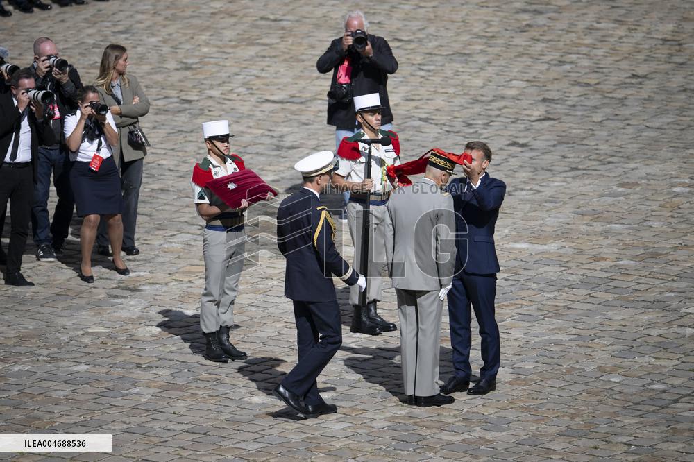 President Macron At Farewell To Thierry Burkhard Arms Ceremony - Paris