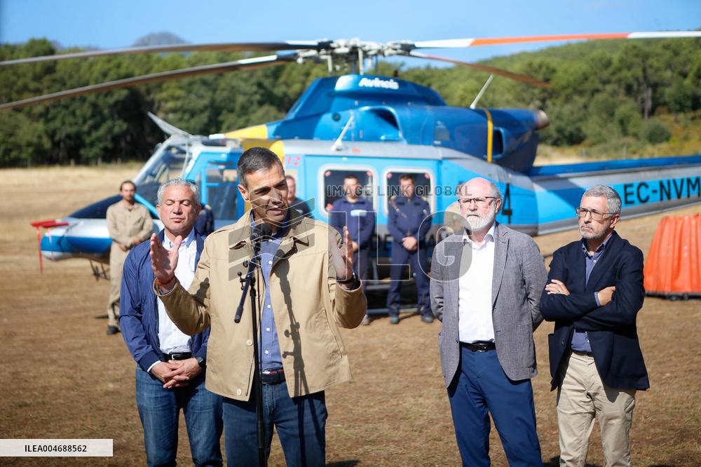Sanchez Visits the Forestry Brigade Base in Tabuyo Del Monte - Spain