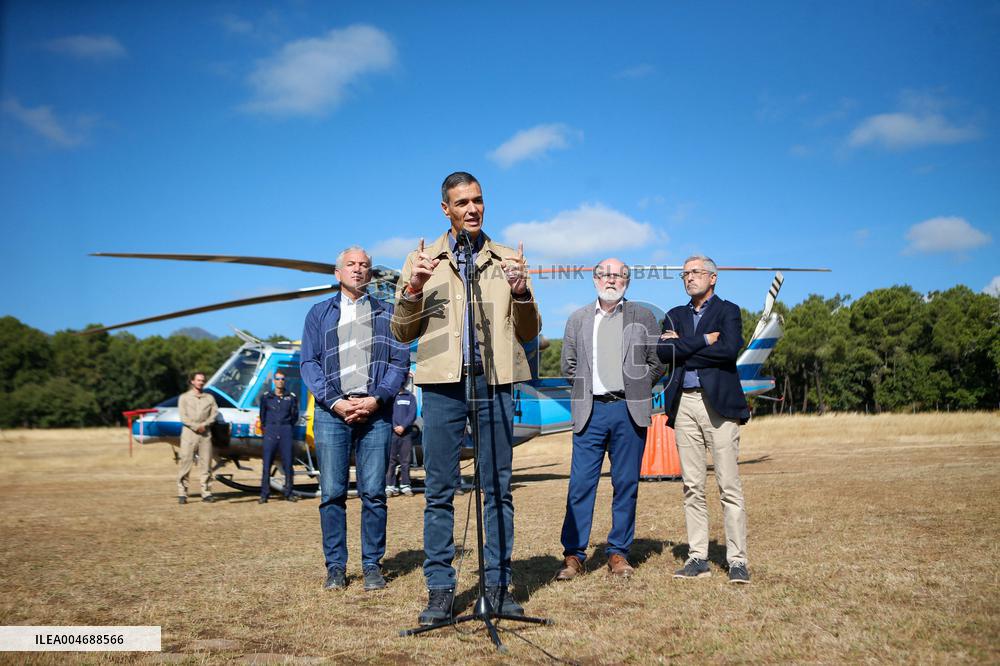 Sanchez Visits the Forestry Brigade Base in Tabuyo Del Monte - Spain