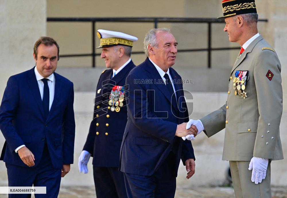 Farewell ceremony for Army General Thierry Burkhard at the Hôtel national des Invalides - Paris