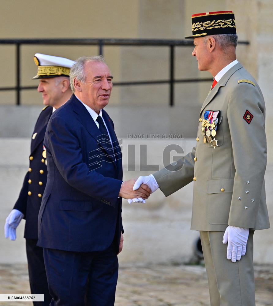 Farewell ceremony for Army General Thierry Burkhard at the Hôtel national des Invalides - Paris
