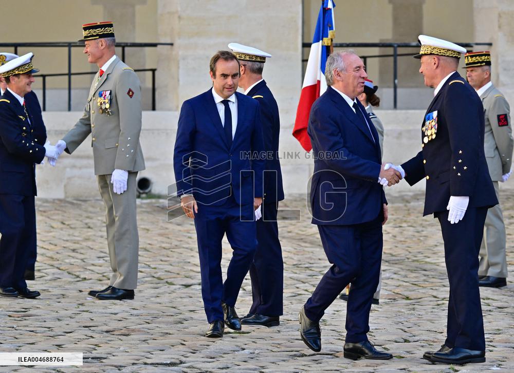 Farewell ceremony for Army General Thierry Burkhard at the Hôtel national des Invalides - Paris