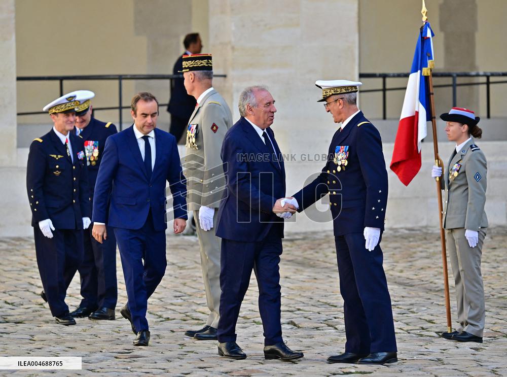 Farewell ceremony for Army General Thierry Burkhard at the Hôtel national des Invalides - Paris