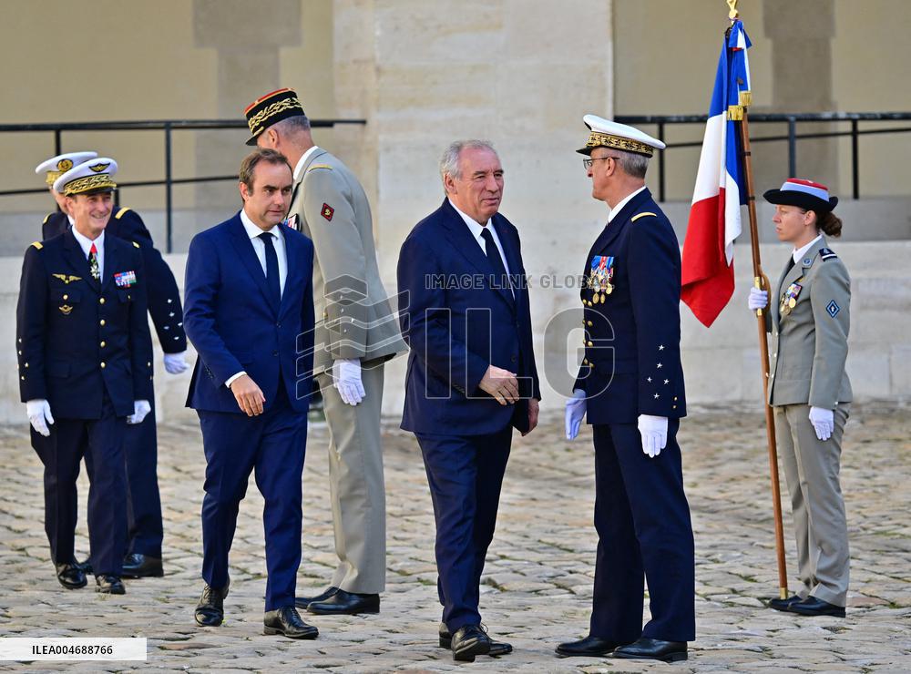 Farewell ceremony for Army General Thierry Burkhard at the Hôtel national des Invalides - Paris