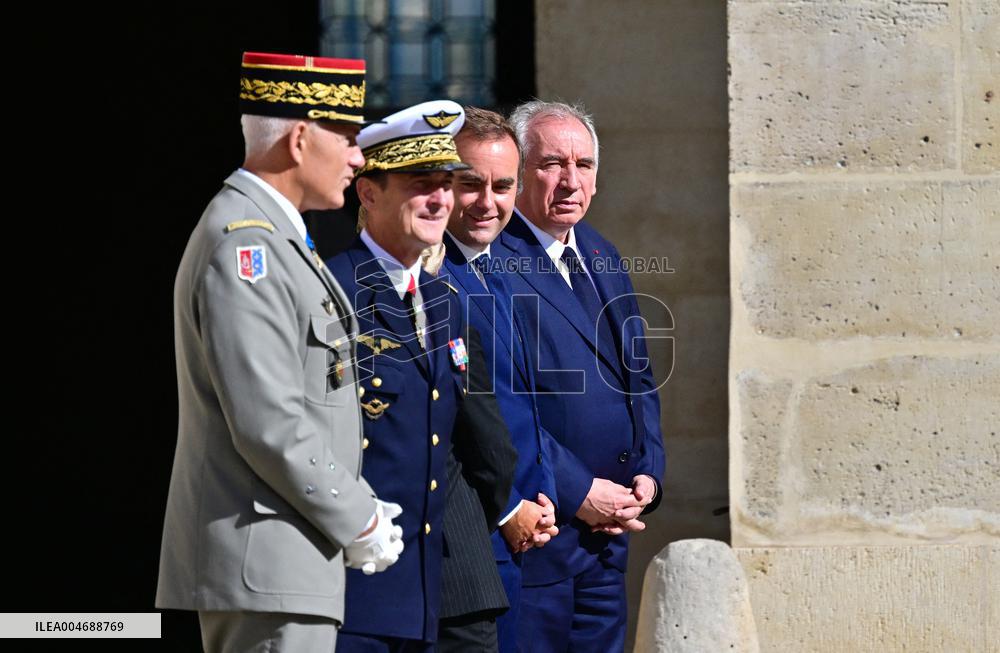 Farewell ceremony for Army General Thierry Burkhard at the Hôtel national des Invalides - Paris