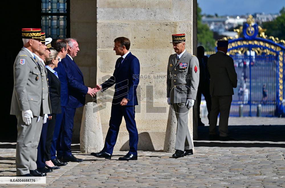 Farewell ceremony for Army General Thierry Burkhard at the Hôtel national des Invalides - Paris