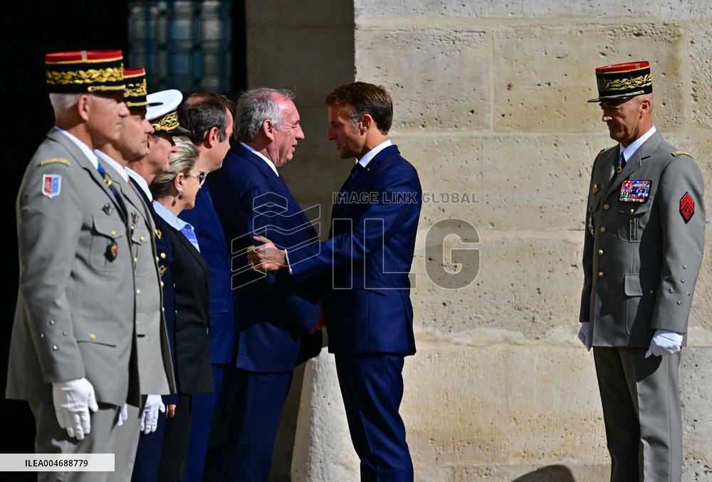 Farewell ceremony for Army General Thierry Burkhard at the Hôtel national des Invalides - Paris