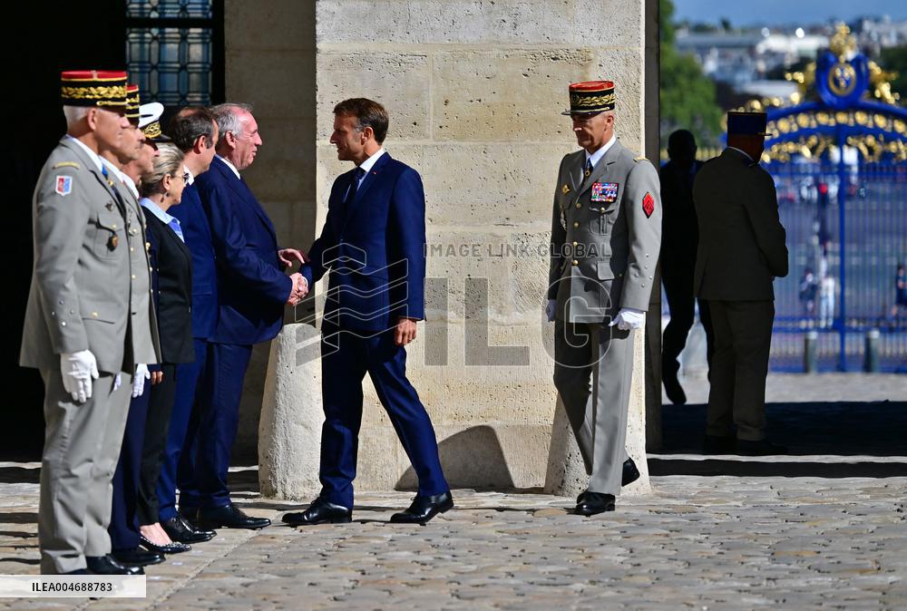 Farewell ceremony for Army General Thierry Burkhard at the Hôtel national des Invalides - Paris