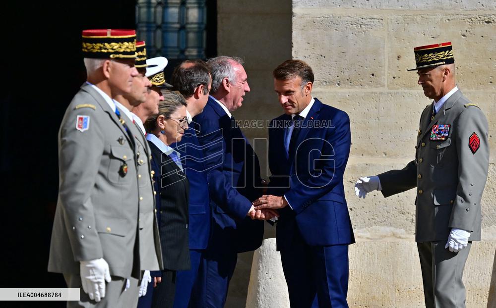 Farewell ceremony for Army General Thierry Burkhard at the Hôtel national des Invalides - Paris