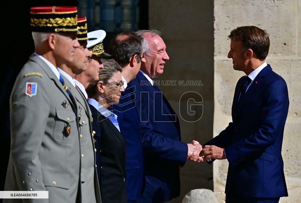 Farewell ceremony for Army General Thierry Burkhard at the Hôtel national des Invalides - Paris