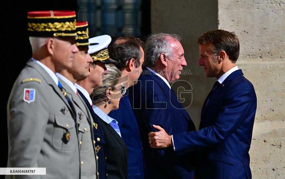 Farewell ceremony for Army General Thierry Burkhard at the Hôtel national des Invalides - Paris