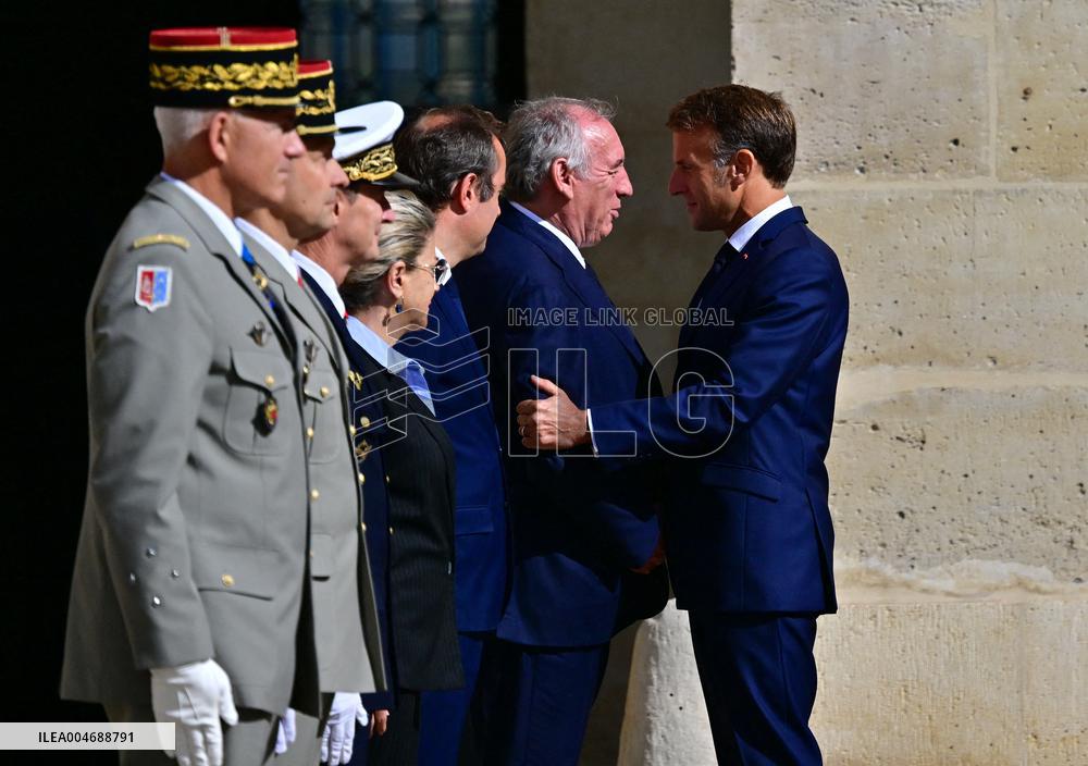 Farewell ceremony for Army General Thierry Burkhard at the Hôtel national des Invalides - Paris