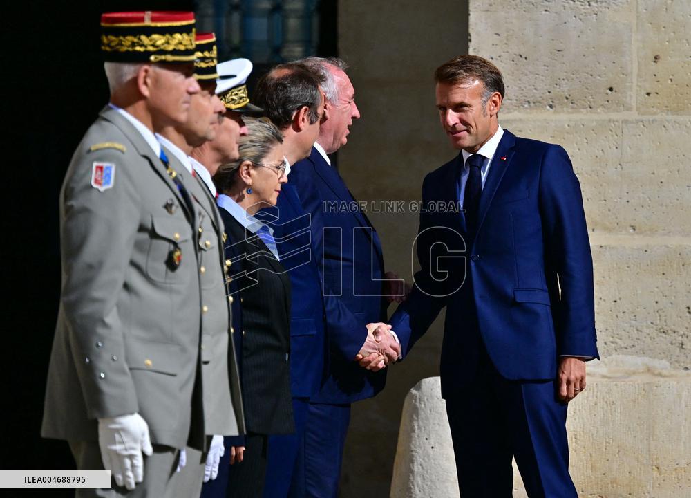 Farewell ceremony for Army General Thierry Burkhard at the Hôtel national des Invalides - Paris