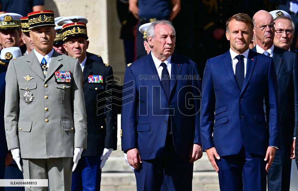 Farewell ceremony for Army General Thierry Burkhard at the Hôtel national des Invalides - Paris