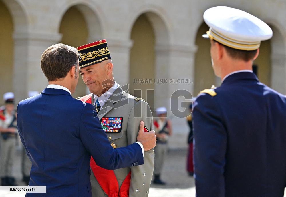 Farewell ceremony for Army General Thierry Burkhard at the Hôtel national des Invalides - Paris