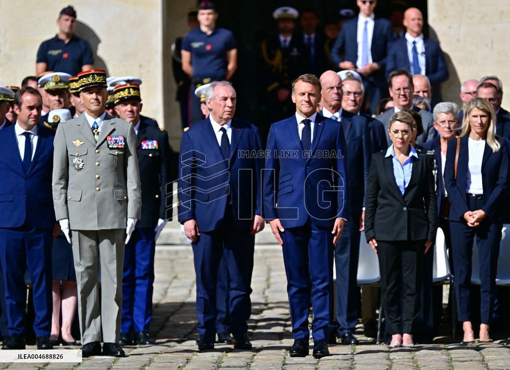 Farewell ceremony for Army General Thierry Burkhard at the Hôtel national des Invalides - Paris