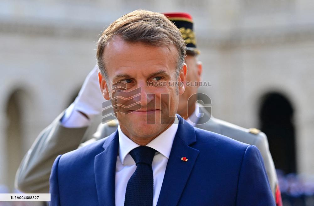 Farewell ceremony for Army General Thierry Burkhard at the Hôtel national des Invalides - Paris