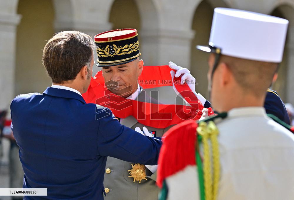 Farewell ceremony for Army General Thierry Burkhard at the Hôtel national des Invalides - Paris