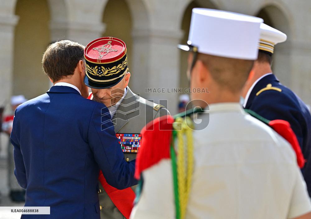 Farewell ceremony for Army General Thierry Burkhard at the Hôtel national des Invalides - Paris