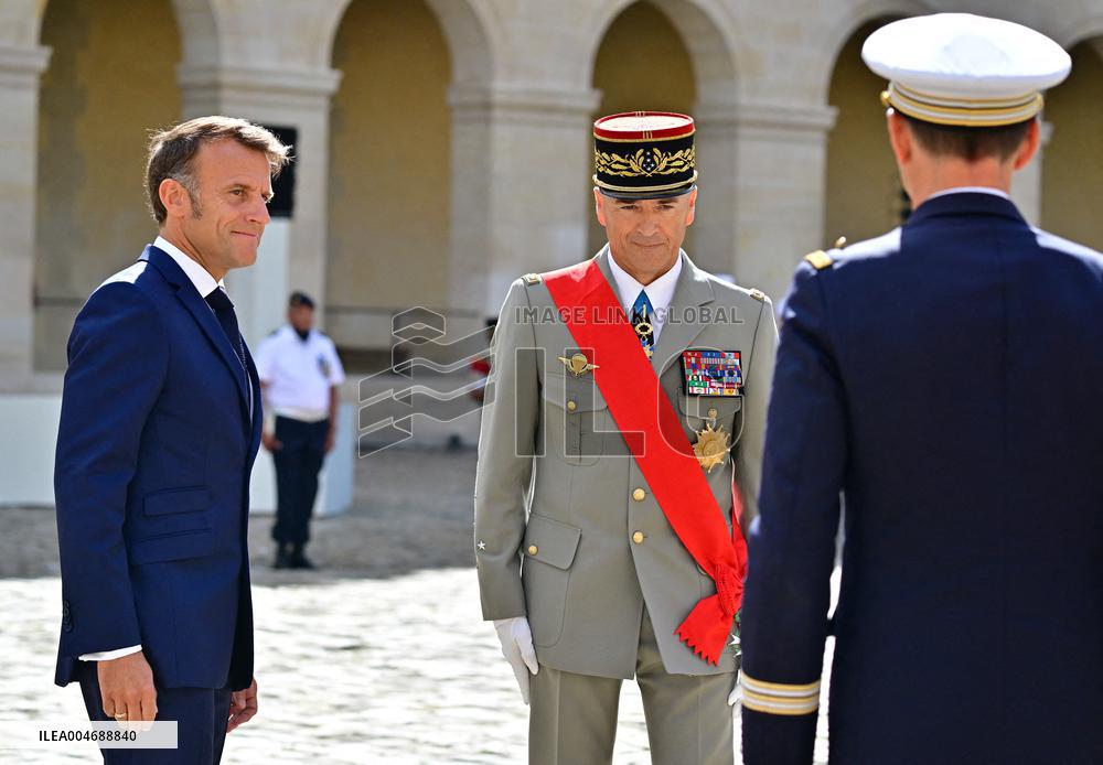 Farewell ceremony for Army General Thierry Burkhard at the Hôtel national des Invalides - Paris