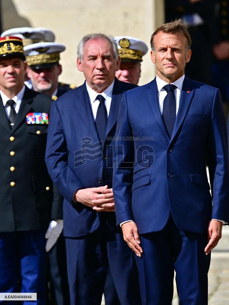 Farewell ceremony for Army General Thierry Burkhard at the Hôtel national des Invalides - Paris