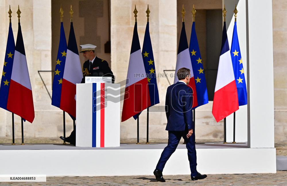 Farewell ceremony for Army General Thierry Burkhard at the Hôtel national des Invalides - Paris