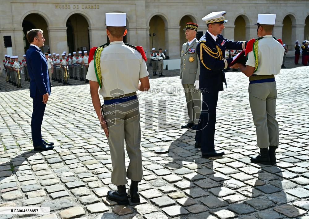 Farewell ceremony for Army General Thierry Burkhard at the Hôtel national des Invalides - Paris