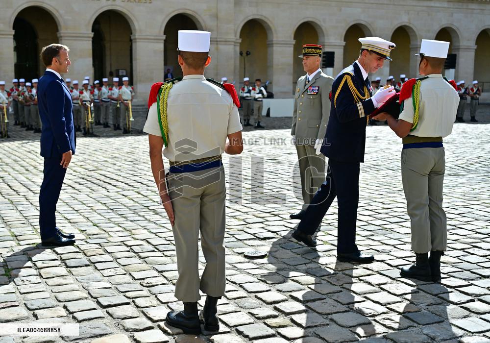 Farewell ceremony for Army General Thierry Burkhard at the Hôtel national des Invalides - Paris