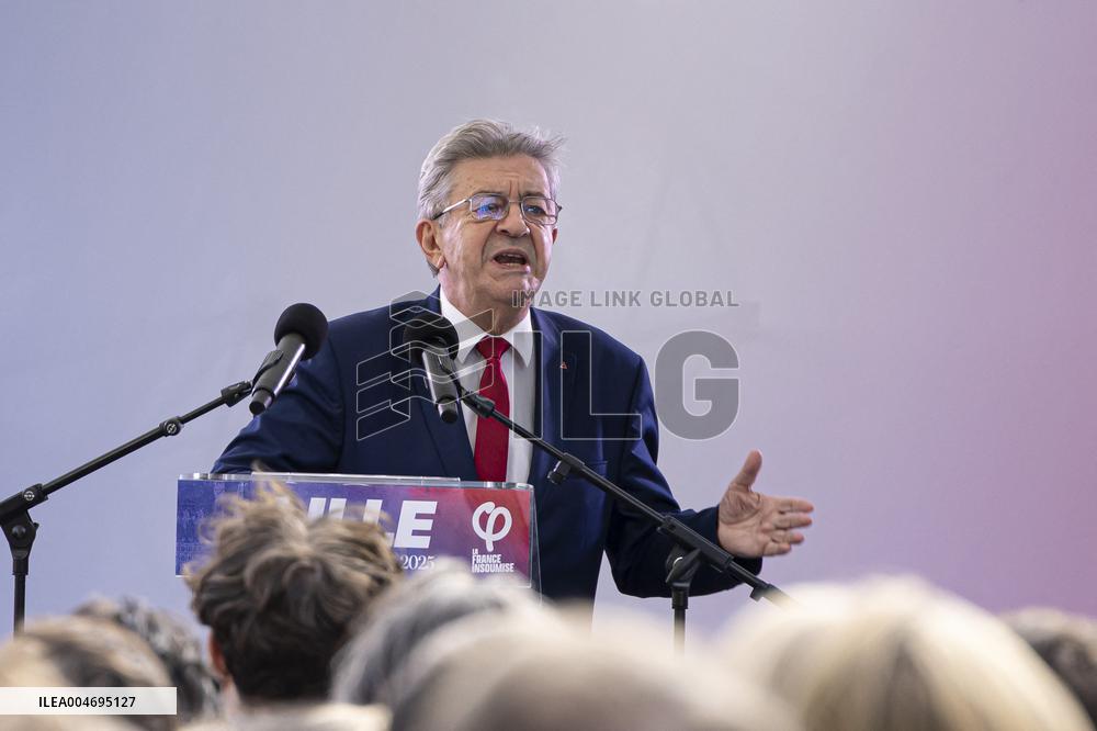 Jean-Luc Melenchon Speaks At Annual Flea Market - Lille