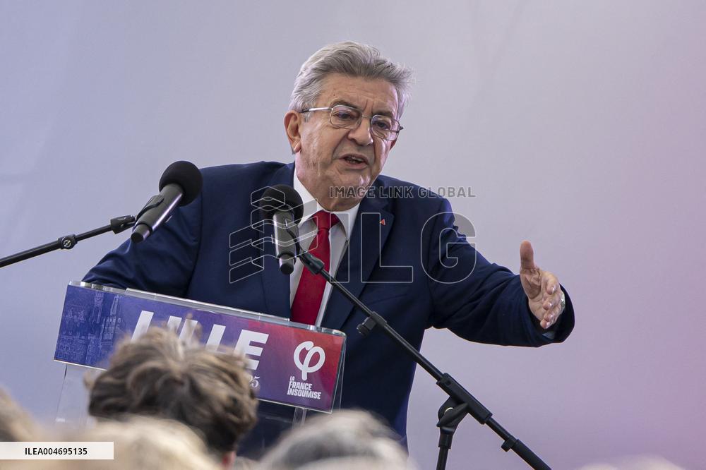 Jean-Luc Melenchon Speaks At Annual Flea Market - Lille