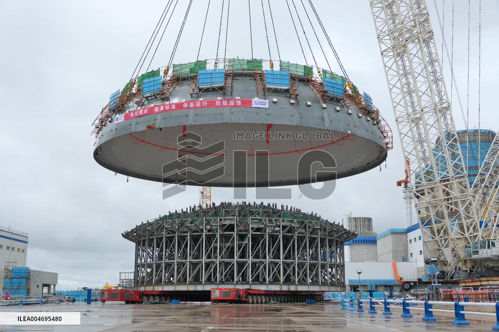 The Reactor Building of Unit 4 of Haiyang Nuclear Power Plant Capped