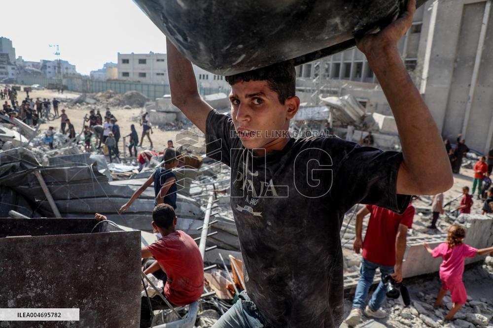 Destroyed Tower Following An Israeli Airstrike - Gaza City