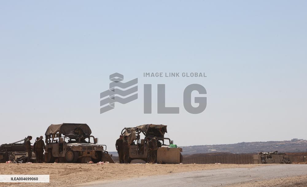 Israeli Military Vehicles at Israeli Border with Gaza
