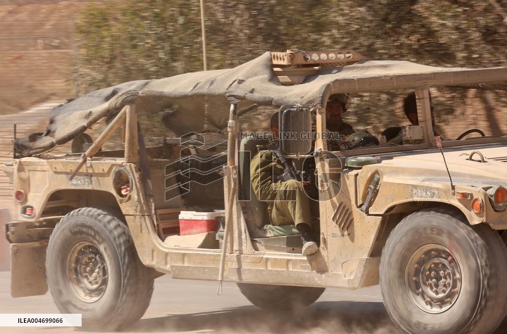 Israeli Military Vehicles at Israeli Border with Gaza