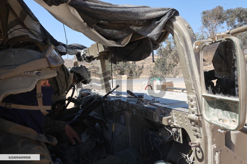 Israeli Military Vehicles at Israeli Border with Gaza