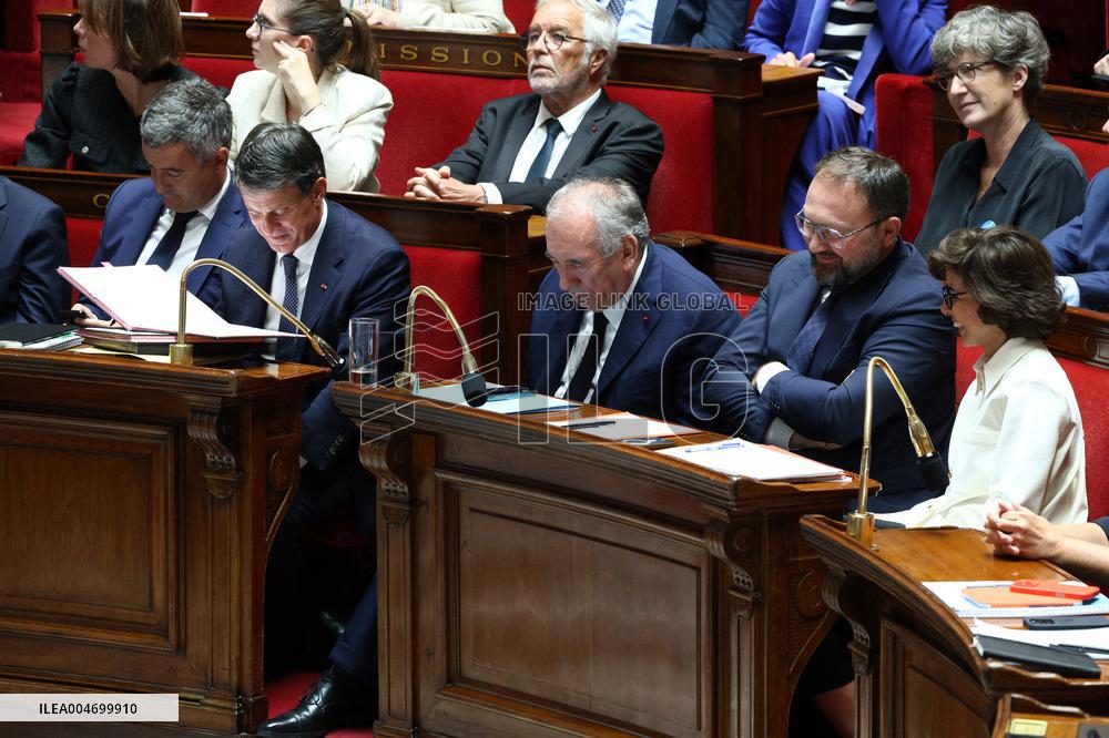 PM Bayrou general policy statement at the National Assembly - Paris