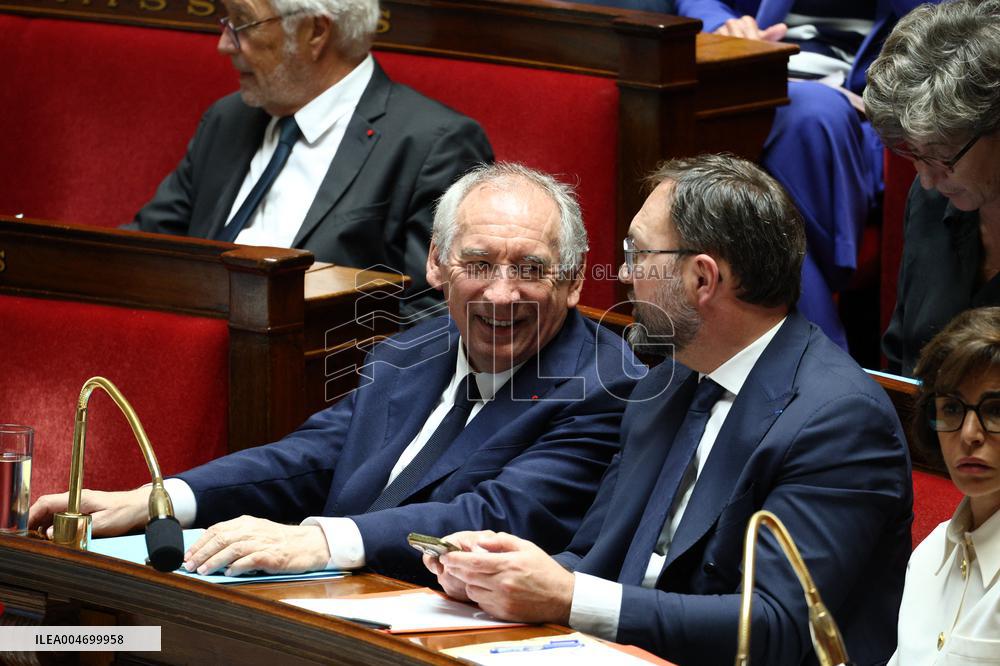 PM Bayrou general policy statement at the National Assembly - Paris