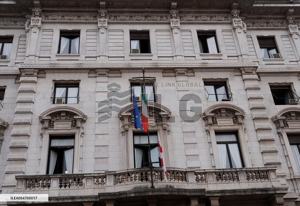 Flags At Half-Mast For Giorgio Armani On The Day Of His Funeral - Italy