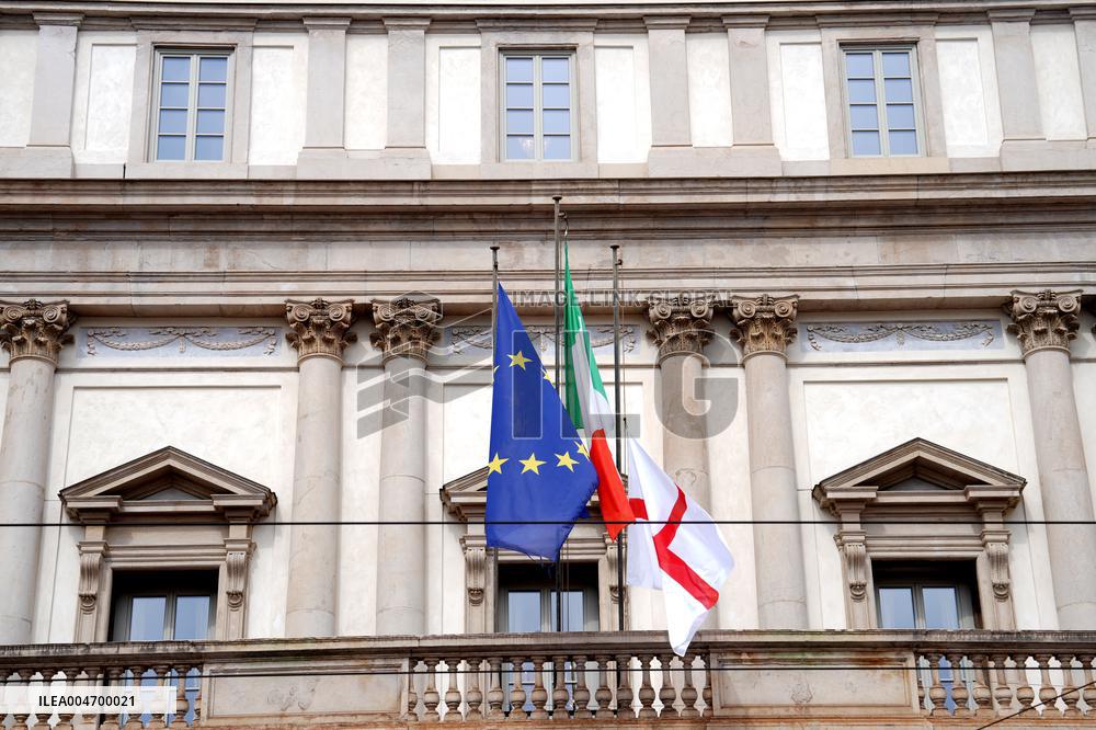 Flags At Half-Mast For Giorgio Armani On The Day Of His Funeral - Italy
