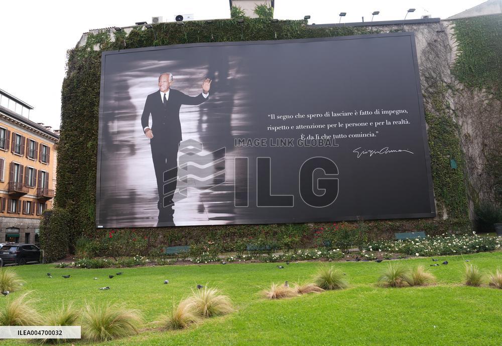 Flags At Half-Mast For Giorgio Armani On The Day Of His Funeral - Italy