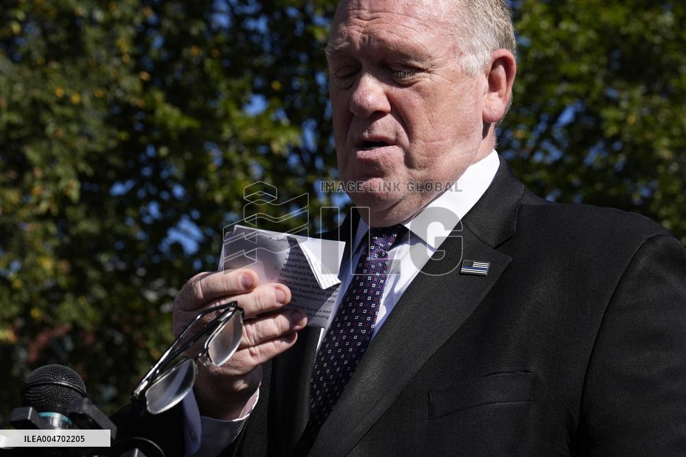 Tom Homan speaks with reporters - Washington